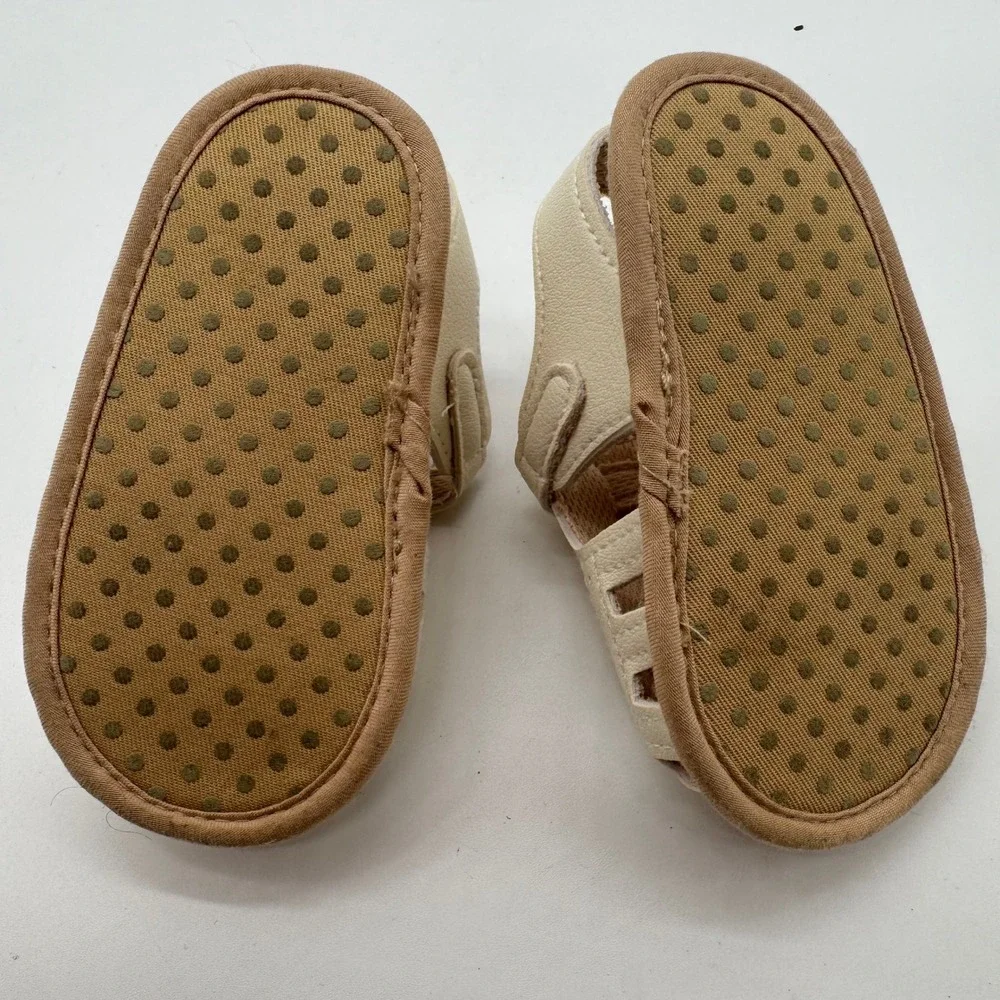 Baby Girls Floral Embroidered Soft Sole Sandals Cream Size 5
